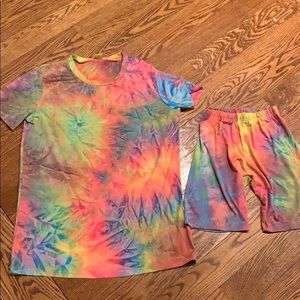 Tie dye shorts set